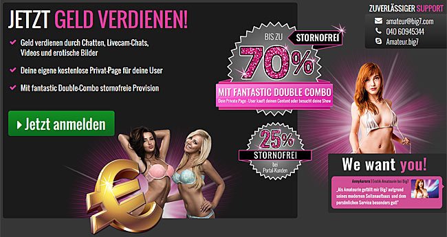 Geld als Amateur Pornostar bei Big7 verdienen